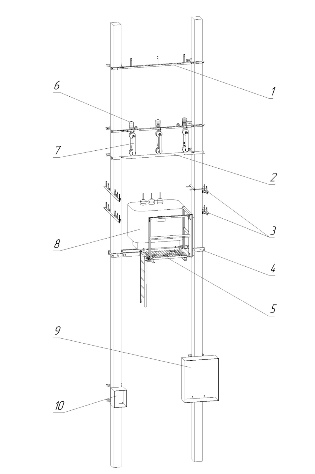 Мачтовая трансформаторная подстанция (двухстолбовая)